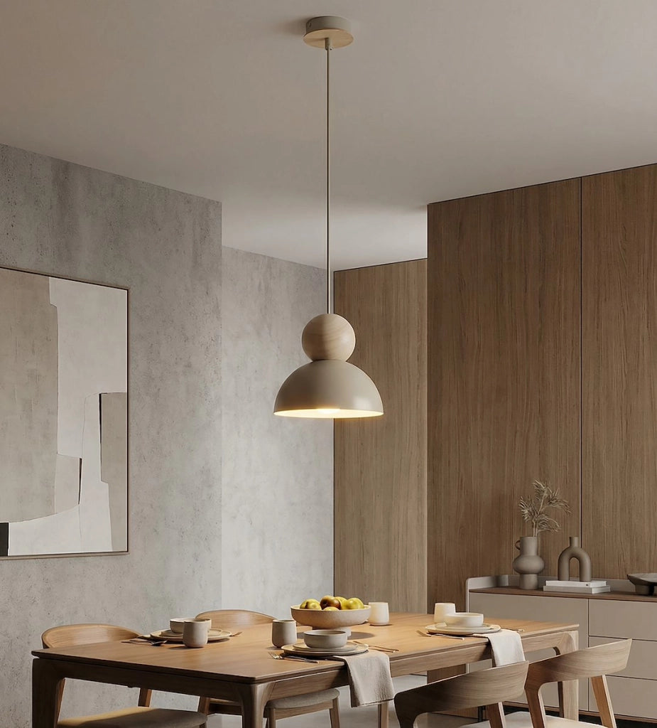 Lampada sospesa KAKI beige feltro legno 1xE27 Emibig