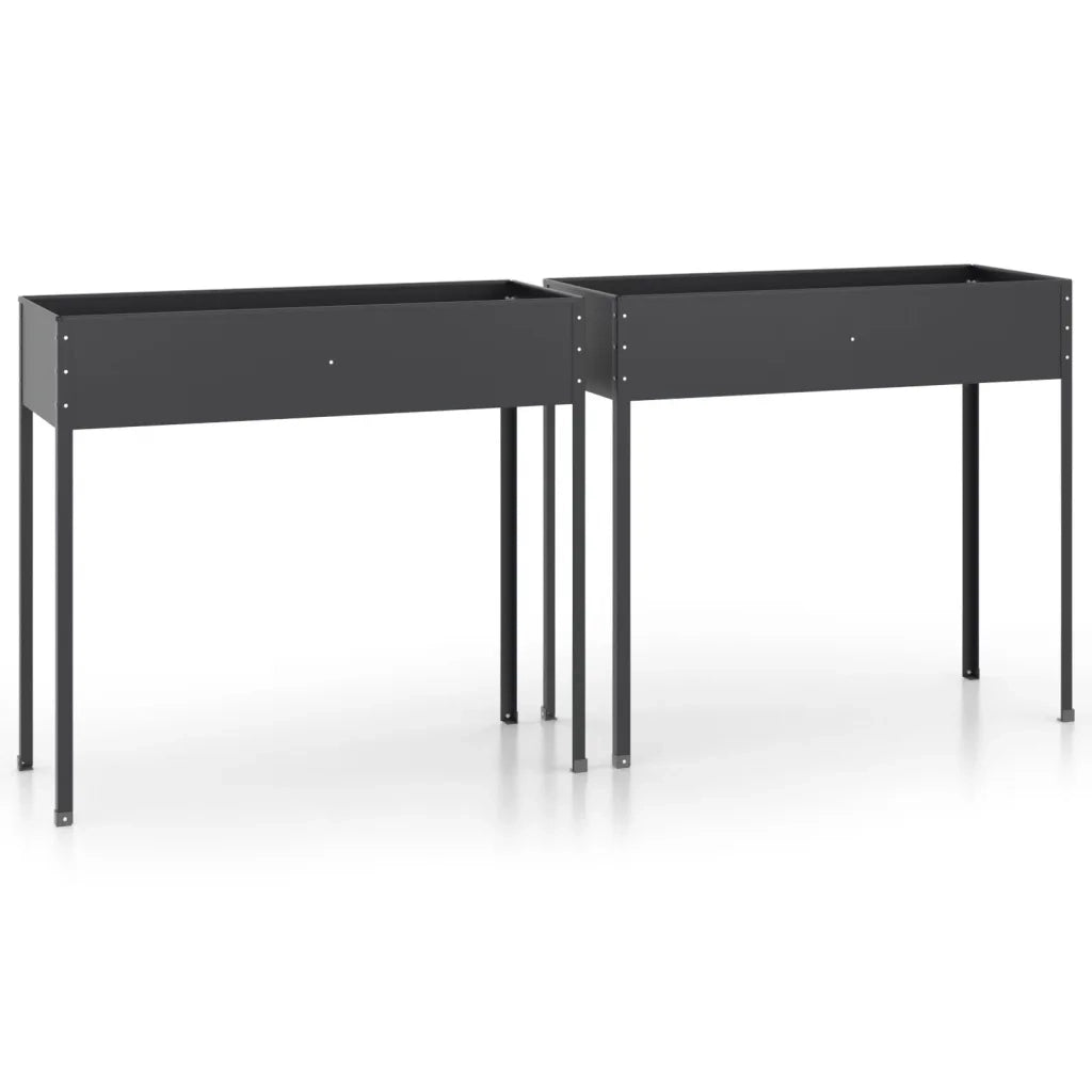 Fioriere da Giardino 2 pz Antracite Acciaio Zincato 3154237