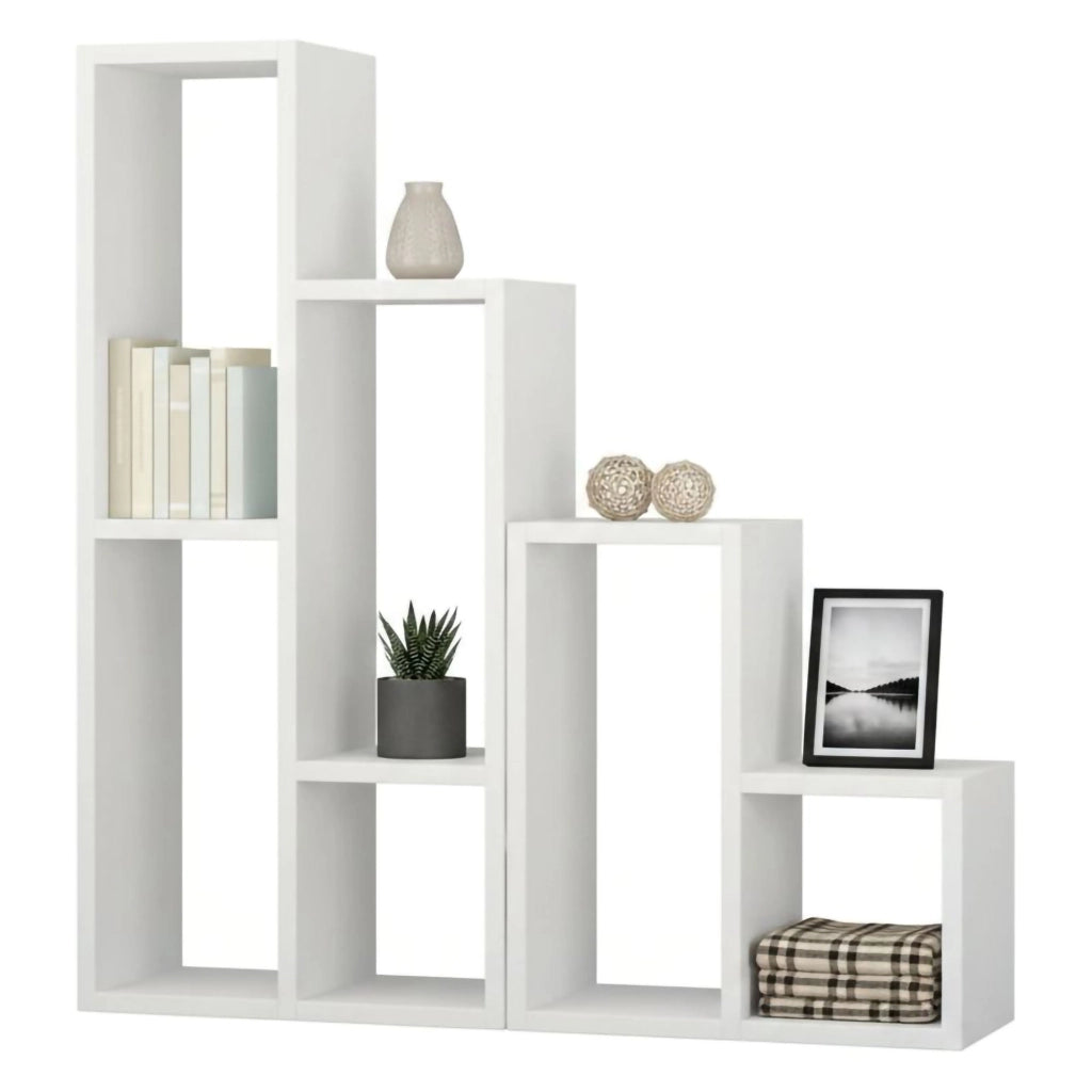 Libreria Naruto, Scaffale da ufficio, Mobile portalibri, Biblioteca, 84x20h89 cm, Bianco