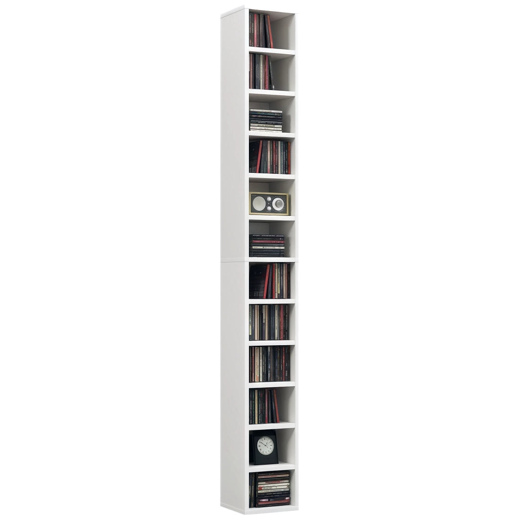 Mobile Porta CD DVD con 12 Scomparti ¨C Xylo ¨C Bianco 21x20x175 cm