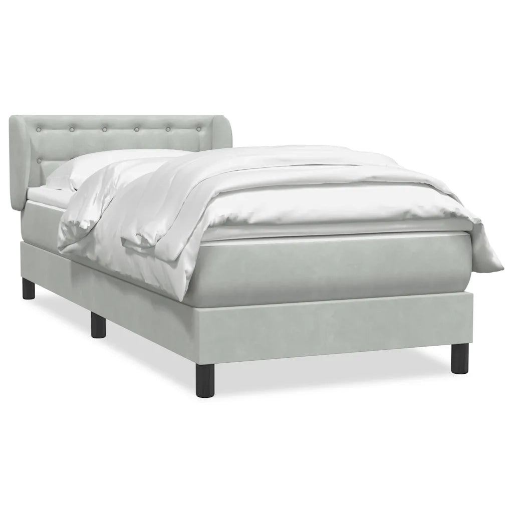 Giroletto a Molle con Materasso-Struttura Letto Grigio Chiaro 80x210 cm Velluto 221538