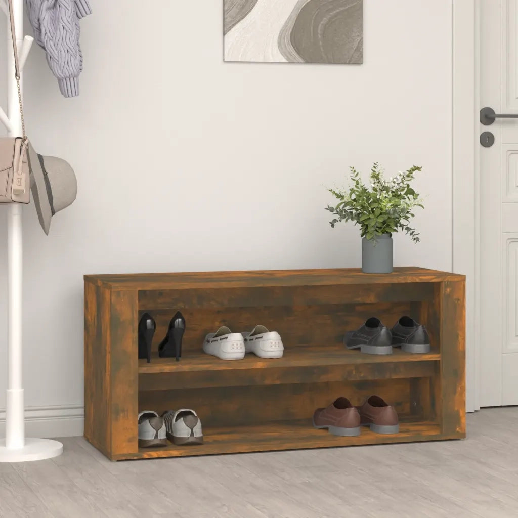 Scarpiera-Scaffale per scarpe Rovere Fumo 100x35x45 cm in Legno Multistrato 289866