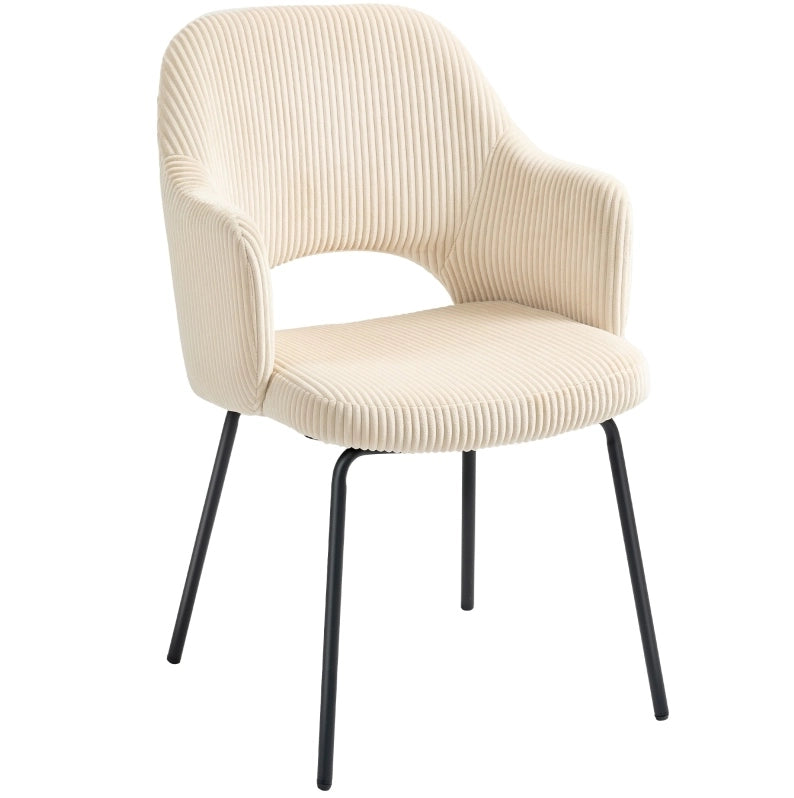 Sedia da pranzo 62,5 x 57 x 85,5 cm in tessuto a coste beige con braccioli