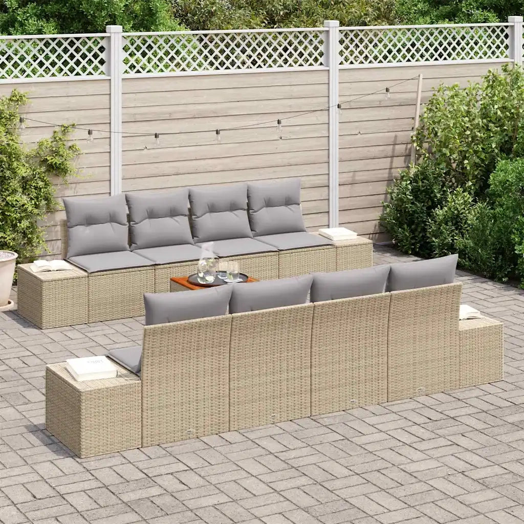 Set Divano da Giardino 9 pcs Beige e Grigio Chiaro polyrattan 3356600