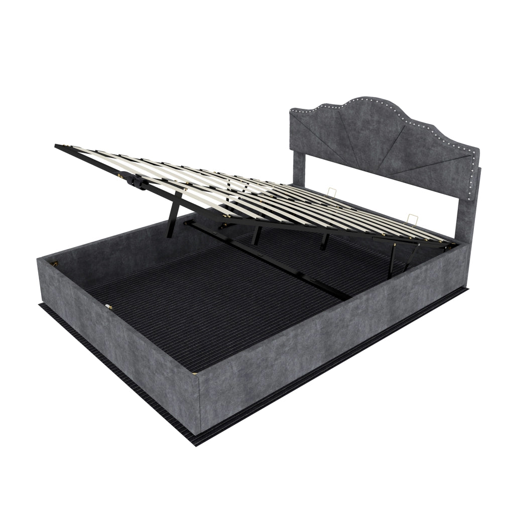 letto moderno in tessuto e metallo grigio 160 x 200 cm