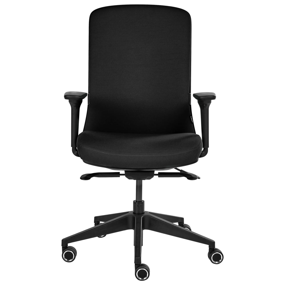 Sedia da ufficio ergonomica con schienale regolabile, seduta scorrevole, braccioli regolabili e supporto lombare nero