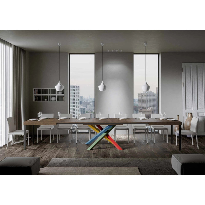 Tavolo allungabile 200/460x90 cm Volantis telaio Multicolore 4/B - Noce