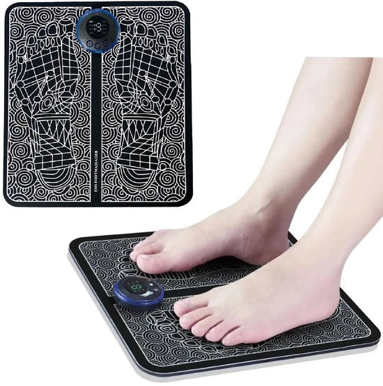 Mat per massaggi al piede – apparecchio per massaggi al piede – Massaggiatore per piedi – Migliora la circolazione del sangue – 31 x 28 cm – Nero – PU