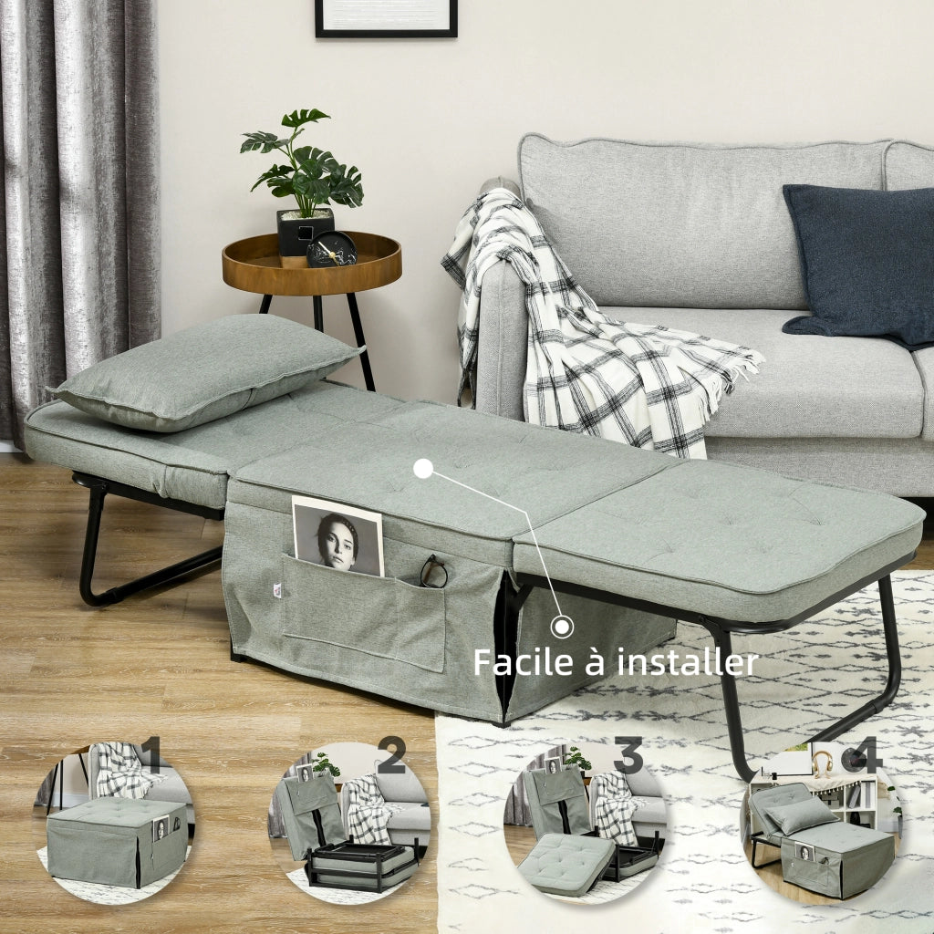 Poltrona reclinabile a 5 posizioni con cuscino ¨C zephmum ¨C grigio chiaro 180x64x40 cm