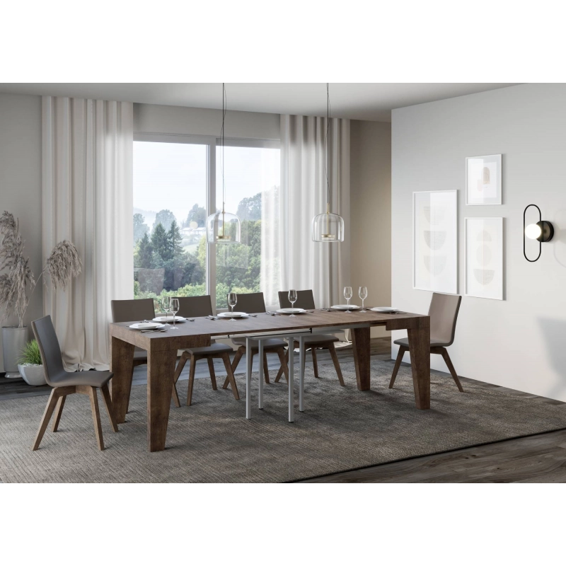 Tavolo allungabile 90x90/246 cm Naxy - Noce