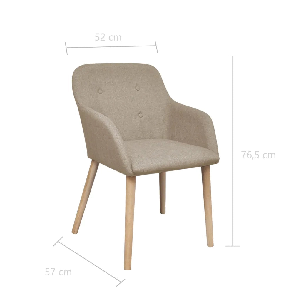 Sedie Pranzo 4 pz Beige in Tessuto e Legno Massello di Rovere 270570
