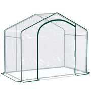 Serra da Esterno 180x100x152 cm con Ingresso a Zip e Presa d'Aria Superiore in Plastica e Acciaio Trasparente
