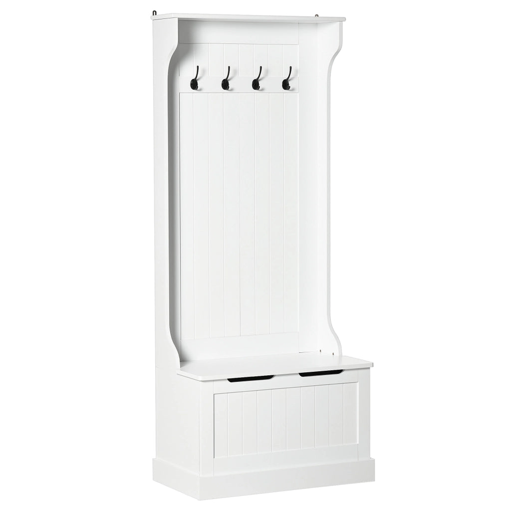 Mobile ingresso con panca, appendiabiti e gancio ¨C zephmum ¨C bianco 71.5x39.5x170 cm