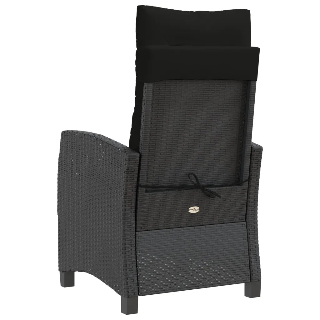 Sedia Reclinabile da Giardino con Cuscini Nera in Polyrattan 365209