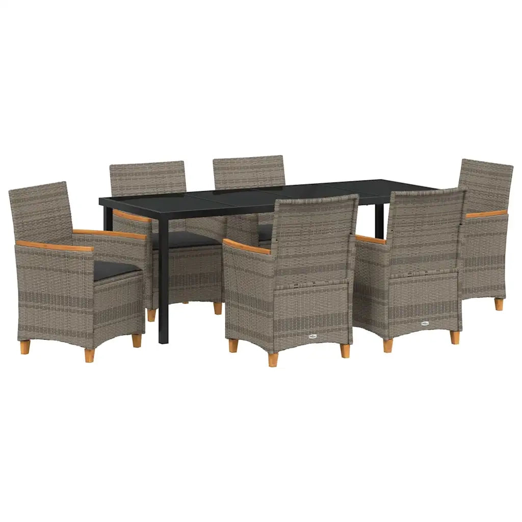 Set da Pranzo per Giardino 7 pcs Grigio polyrattan 3381098