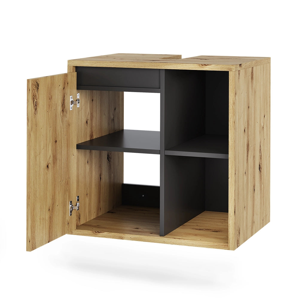 Vicco Mobile sottolavabo per bagno Artigiano/grigio 60 x 60 cm con ripiani aperti