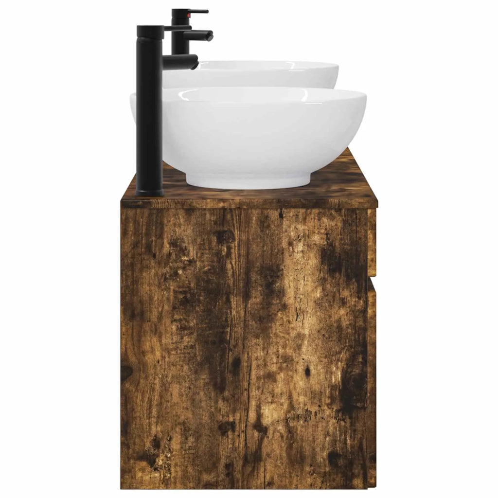 Set di Armadi da Bagno 3 pz Rovere Fumo 49 x 44,5 x 66,5 cm 3405762