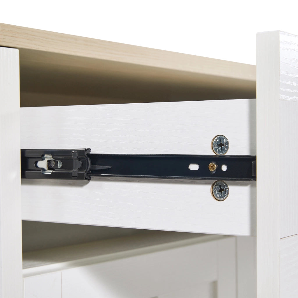 TAVOLO BAR Estensibile 133-202x70x93,5 cm MDF Bianco con vani e cassetto