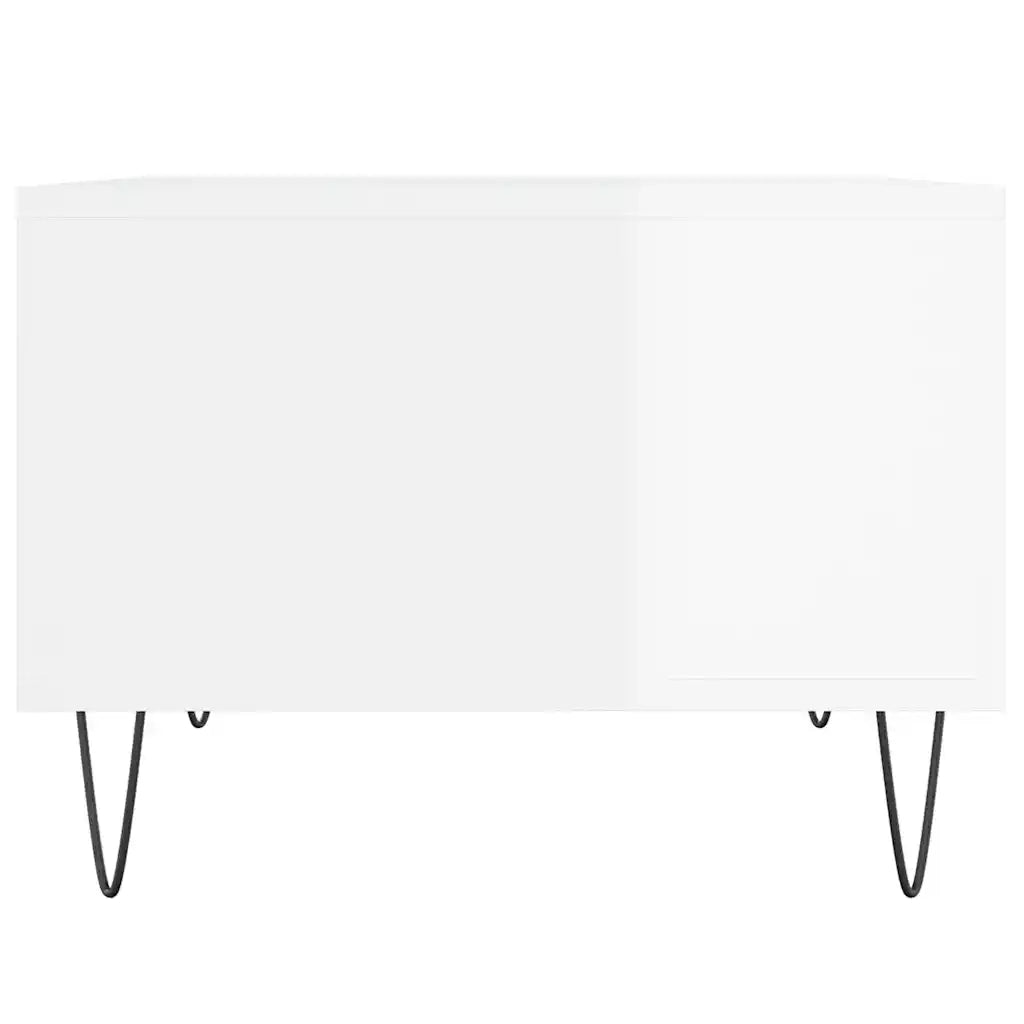 Tavolino Salotto-Tavolino da soggiorno-Tavolo Bianco Lucido 60x50x36,5 cm Legno Multistrato 605898