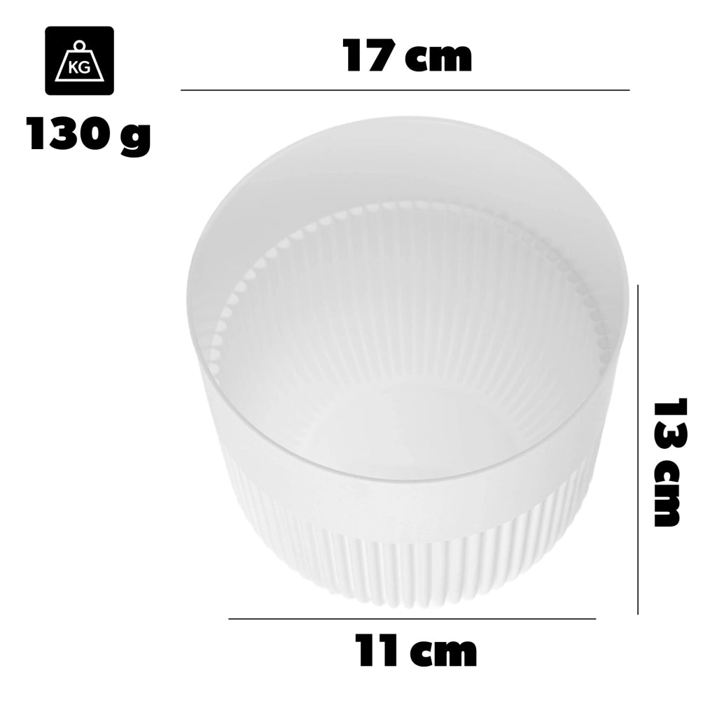 Vaso da fiori KADAX, Coprivaso, 17 cm, Plastica, Rotondo, A coste, Bianco