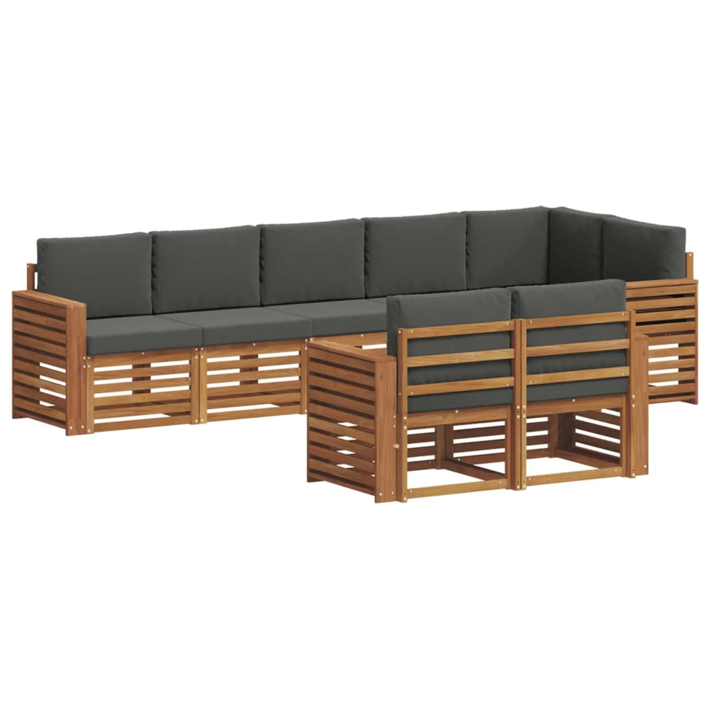 Set divani 8 pcs Naturale e Antracite Legno di Acacia Massello