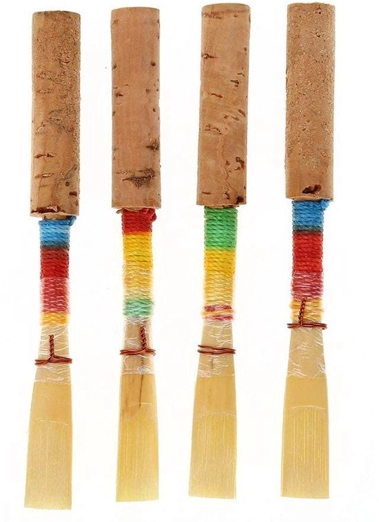 Ottava di Riet 4 pezzi - Scatola di conservazione in plastica - Lunga durata - Eccellente qualità acustica - Medio morbido - Facile da utilizzare - Fogli di oboe