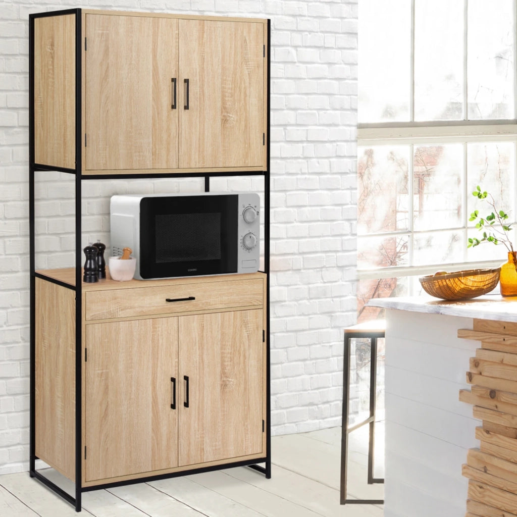 IDMarket - 80 cm Credenza da cucina DETROIT Armadio di design industriale a 4 ante + cassetto