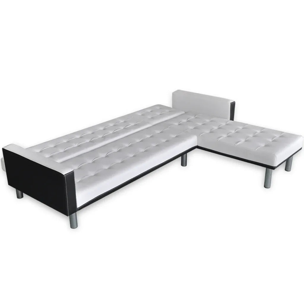 Divano Letto a L in Pelle Artificiale Bianco 244329