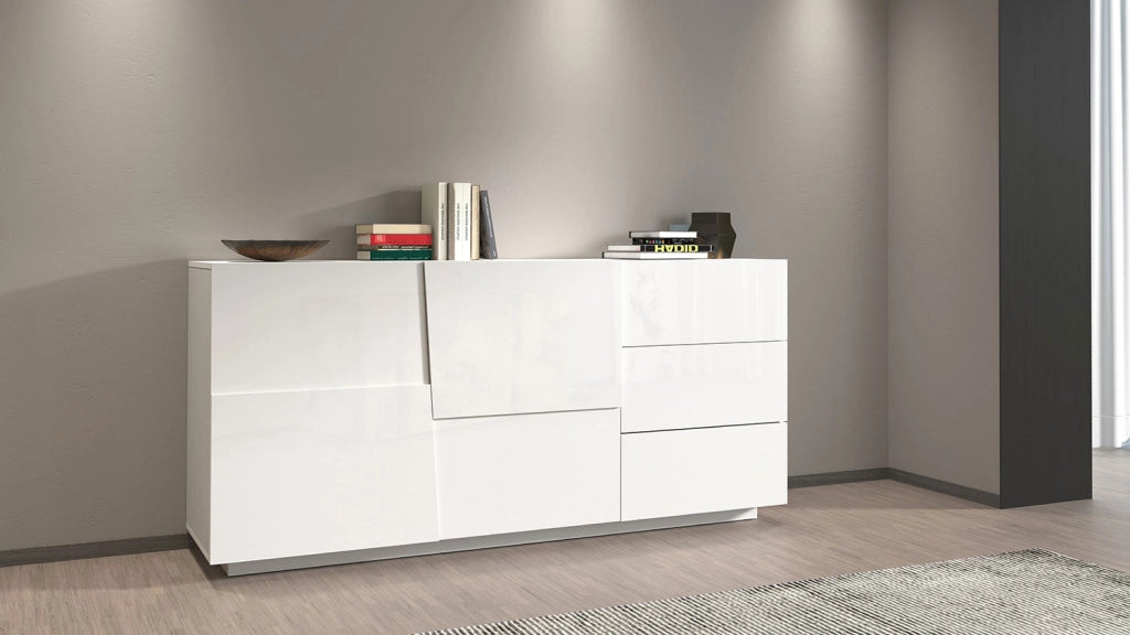 Credenza 2 Ante 180x44x86 cm Pongo 2A 3C Bianco Lucido