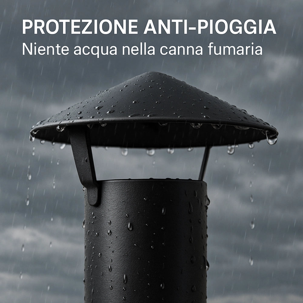 Cappello cinese canale fumo Ø 80 mm stufa pellet acciaio zincato antipioggia