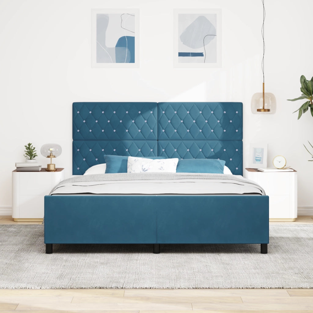 Struttura per Letto in Velluto Blu Scuro 180x200 cm