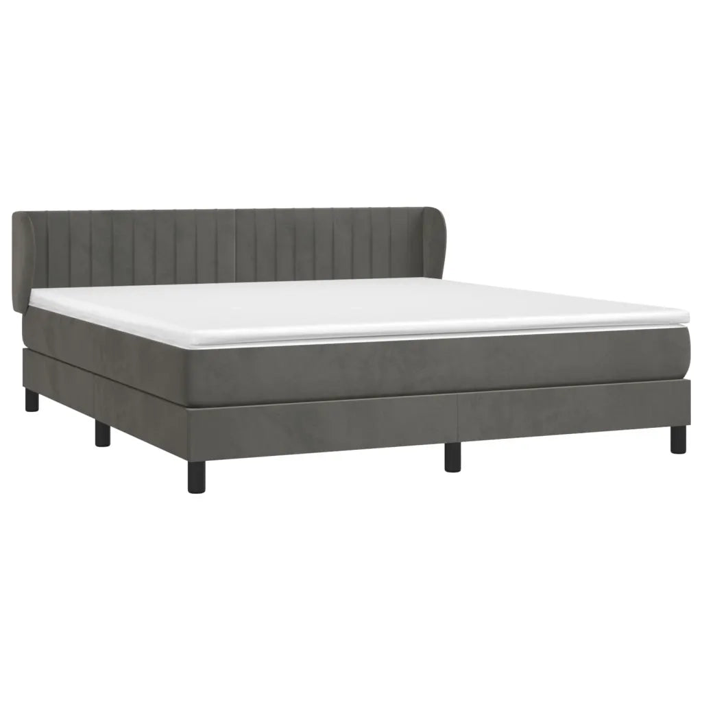 Giroletto a Molle con Materasso Grigio Scuro 160x200 cm Velluto 3127620