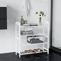 Scaffalatura per Scarpe in Bambù per 12 Paia di Scarpe per Ingresso Corridoio Camera da Letto 67,5x24,7x72 cm Bianco