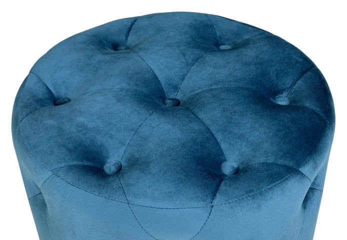 Pouf in velluto capitonné blu petrolio, poggiapiedi - Honey - PO27HO