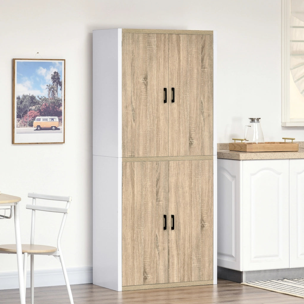 Armadio Cucina in Legno MDF con 4 Ripiani e 4 Porte ¨C zephmum ¨C 80x40x182 cm