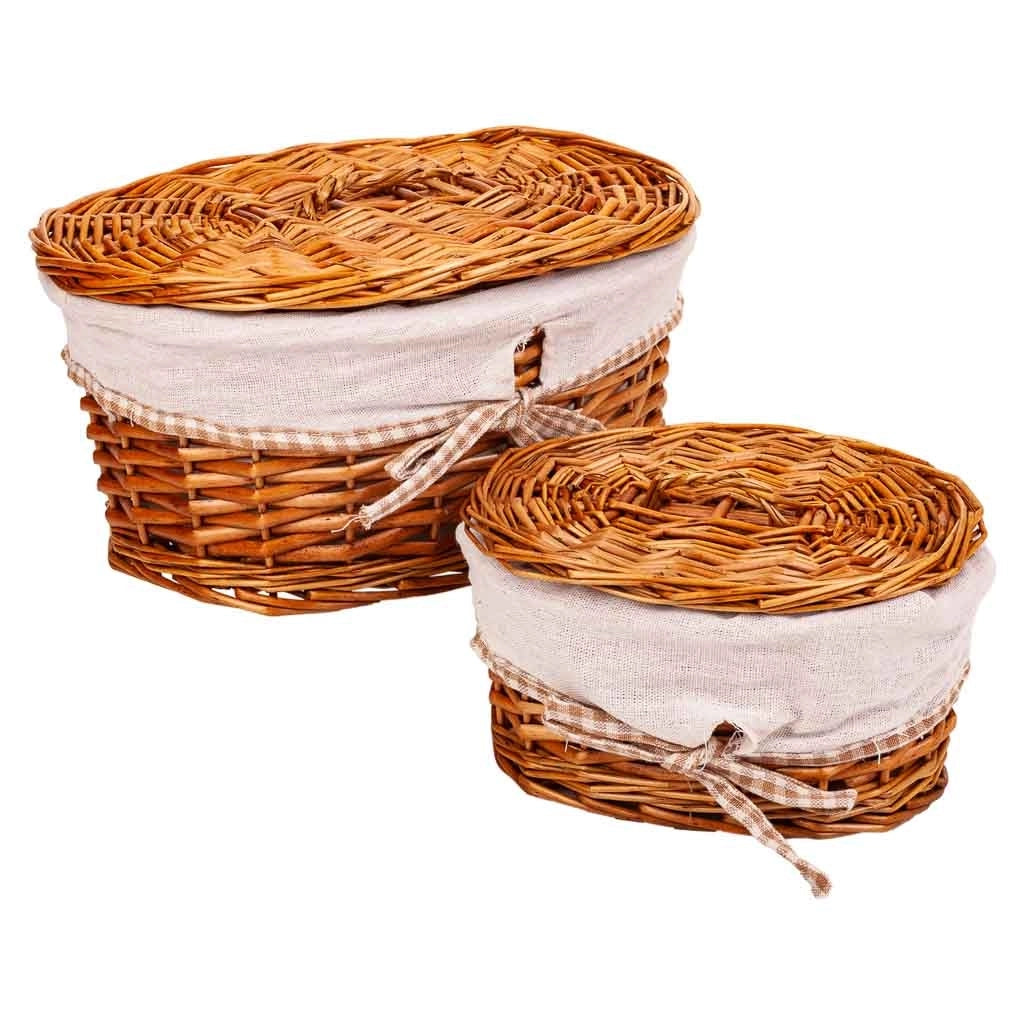 Set di 2 scatole in vimini marrone