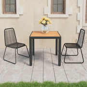 Set da Pranzo da Giardino 3 pz in Rattan PVC Nero e Marrone cod mxl 56012