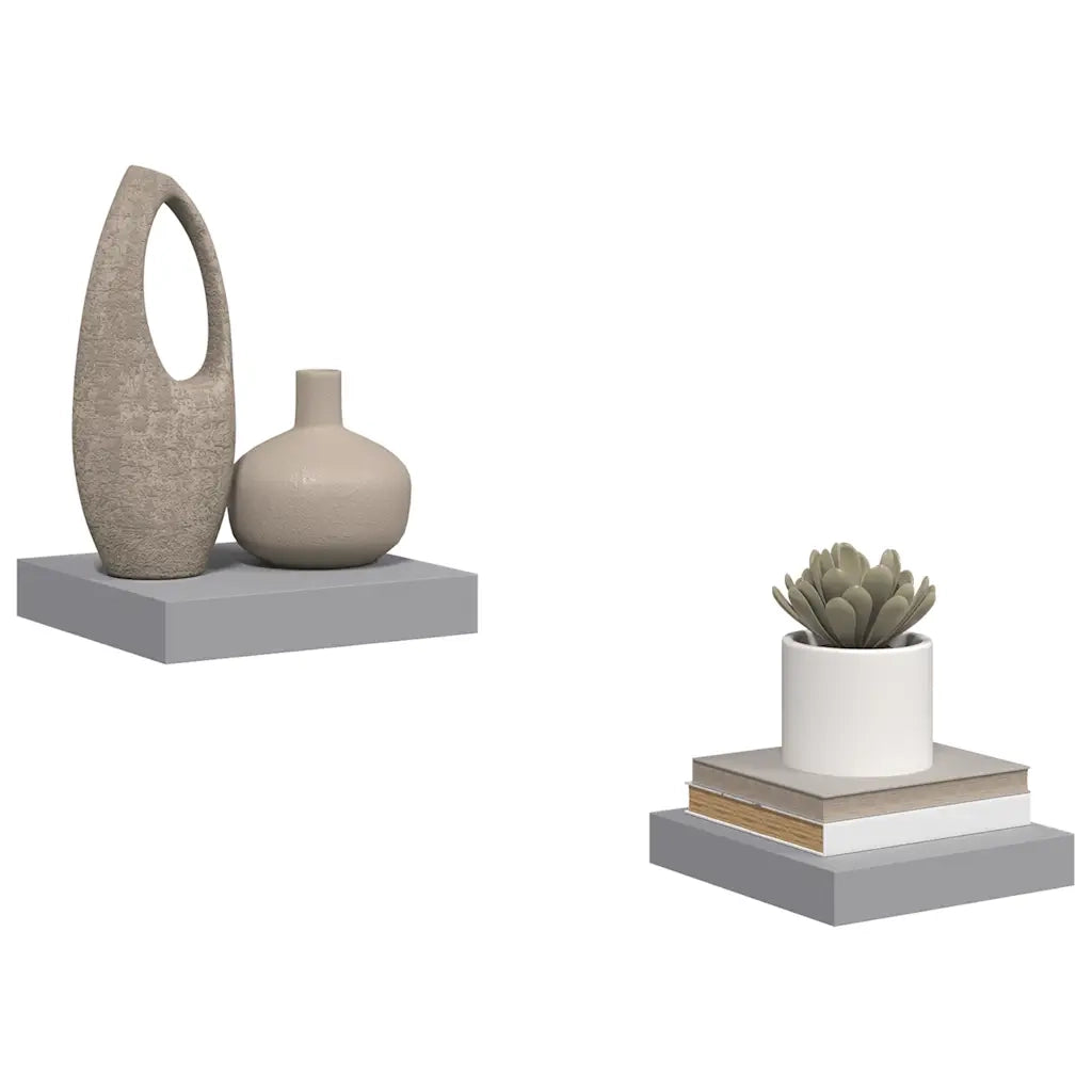 Mensole a Muro 2 pz Grigie 23x23,5x3,8 cm in MDF cod mxl 47185