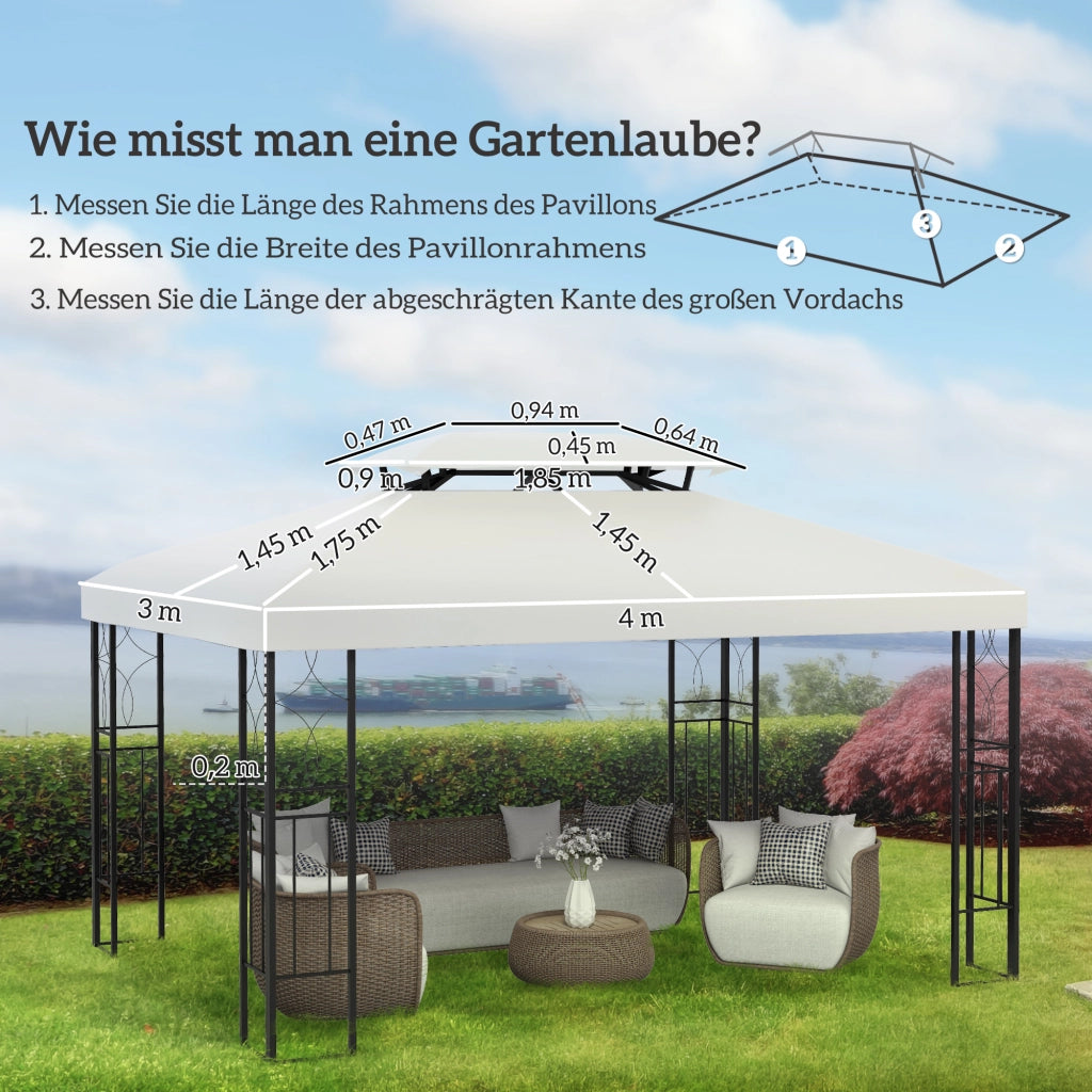 Copertura per gazebo 3x4 m ¨C zephmum ¨C doppio strato in poliestere crema