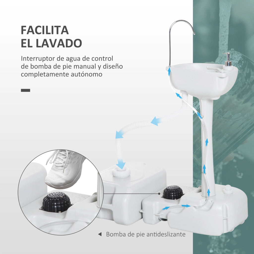 Lavabo Portatile con Tanque Recupero Acqua 17L ¨C Zephmum ¨C Grigio 83x50x103 cm