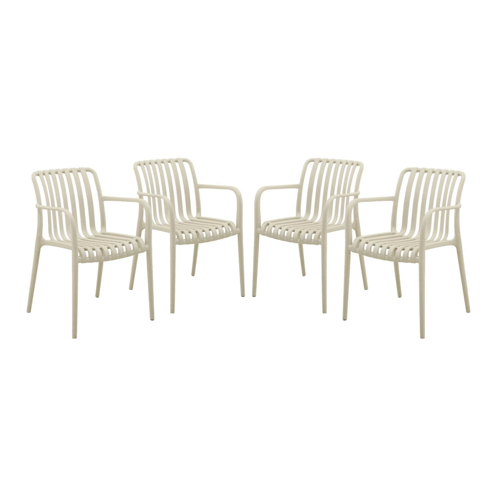 Set 4 poltrone da giardino in plastica, beige