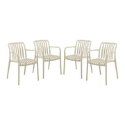 Set 4 poltrone da giardino in plastica, beige