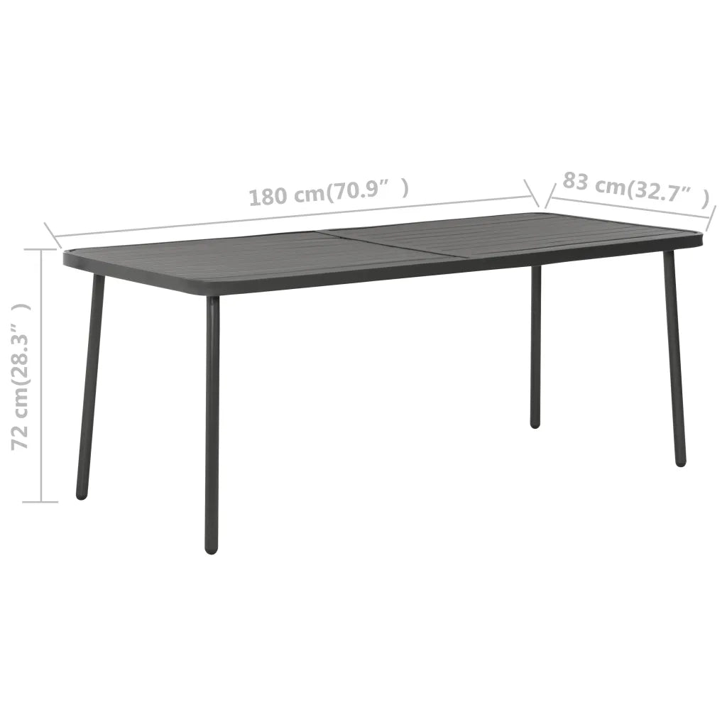 Set Mobili da Pranzo per Giardino 7 pz in Acciaio Grigio Scuro cod mxl 70894