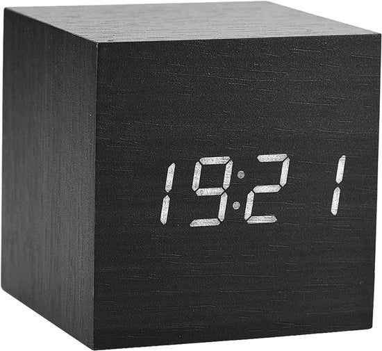 Orologio da Muro in Legno con Display a LED - Visualizzazione della Temperatura - Controllo vocale - Alimentazione tramite USB - Resistente allo Shock - Allarme