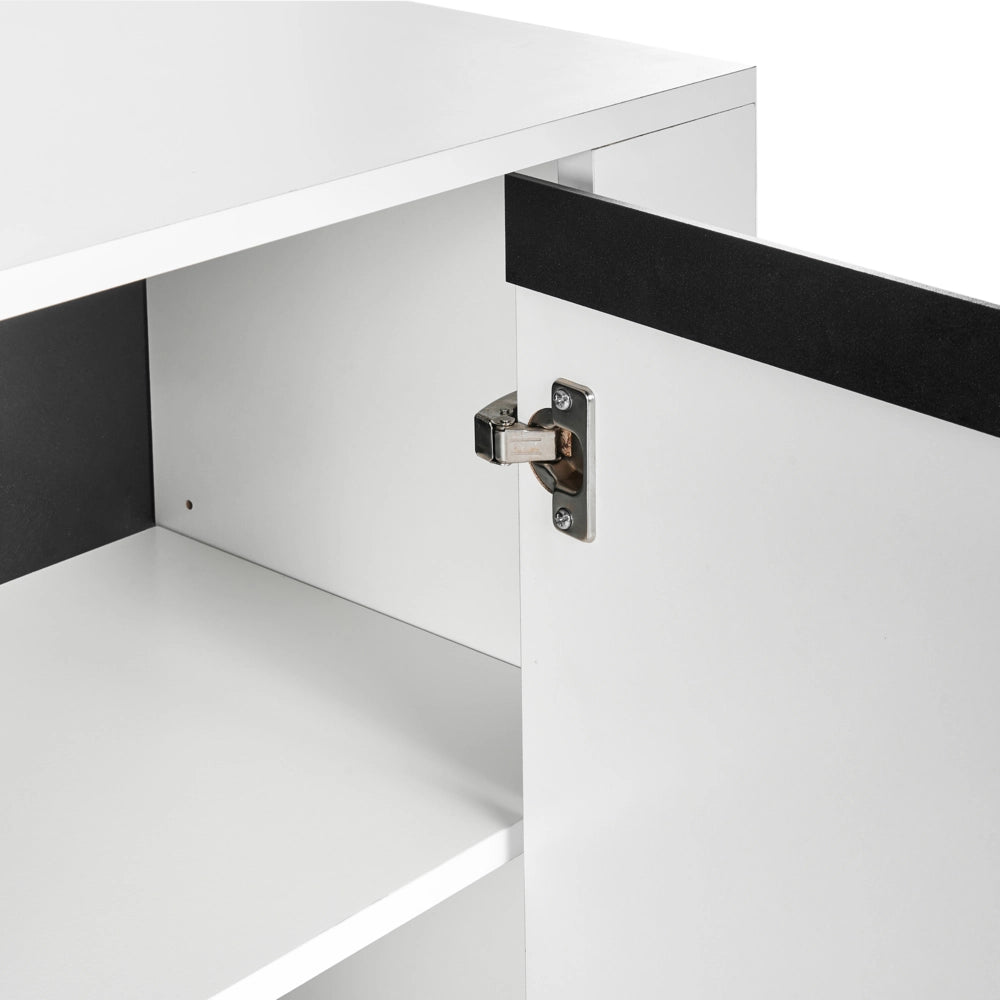 Credenza in legno massiccio bianco 3 cassetti gambe in metallo design moderno