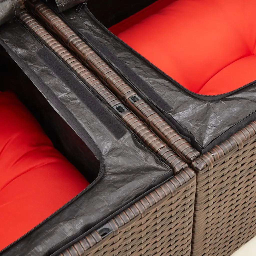 Divano da giardino con cuscini a 2 Posti-Sofa da Giardino-Divano da esterno marrone in polyrattan 195902