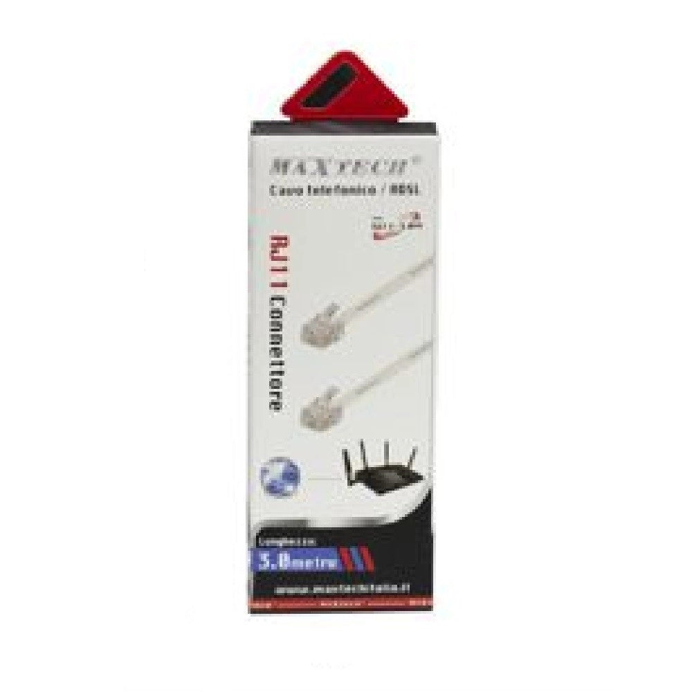 Trade Shop - Cavo Telefonico Rj11 3mt Collegamento Telefonico Prolunga Modem Maxtech Rj11-3.0m -