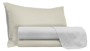 Set Lenzuola Matrimoniale Sopra Sotto e Federe Doubleface Grigio Chiaro/Panna