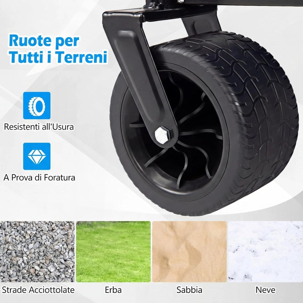 2 in 1 Carrello Pieghevole con Panca, Carrello Trasportabile con Maniglia Regolabile, Cuscini Morbidi e Ruote, Carrello da Giardino in 600D Oxford, 80 kg, 85 L, per Campeggio e Spiaggia (Blu)