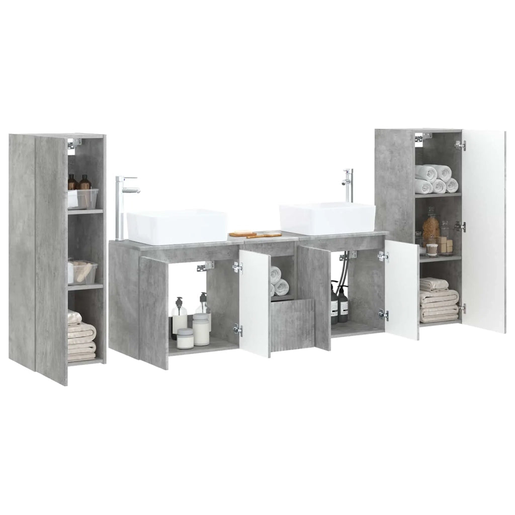 Set di mobili per il bagno 5 pz Grigio Cemento 3405996